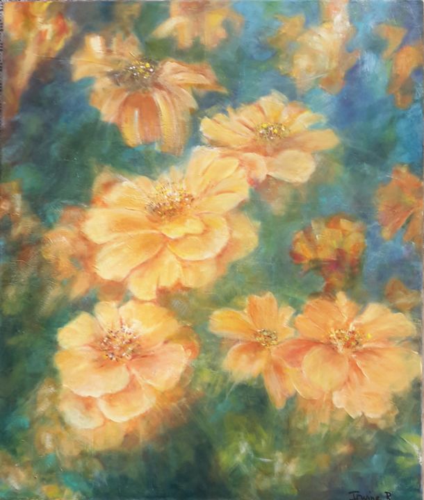 Malerei mit dem Titel "Floraison" von Irwine B., Original-Kunstwerk, Acryl