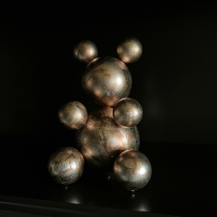 Sculpture titled "Marbled Small Bear…" by Iryna Antoniuk (IRENA TONE), Original Artwork, Metals