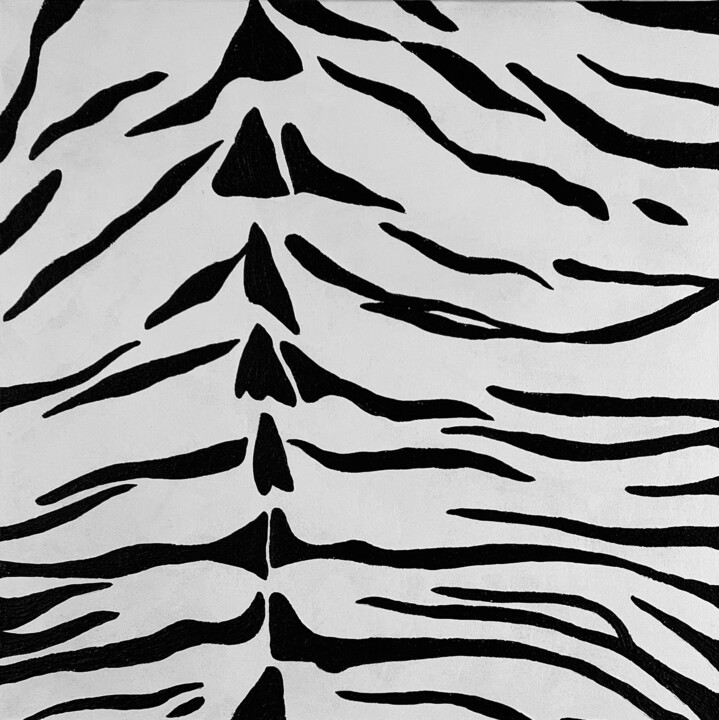 Картина под названием "Monochrome Tiger Pa…" - Iryna Antoniuk (IRENA TONE), Подлинное произведение искусства, Акрил