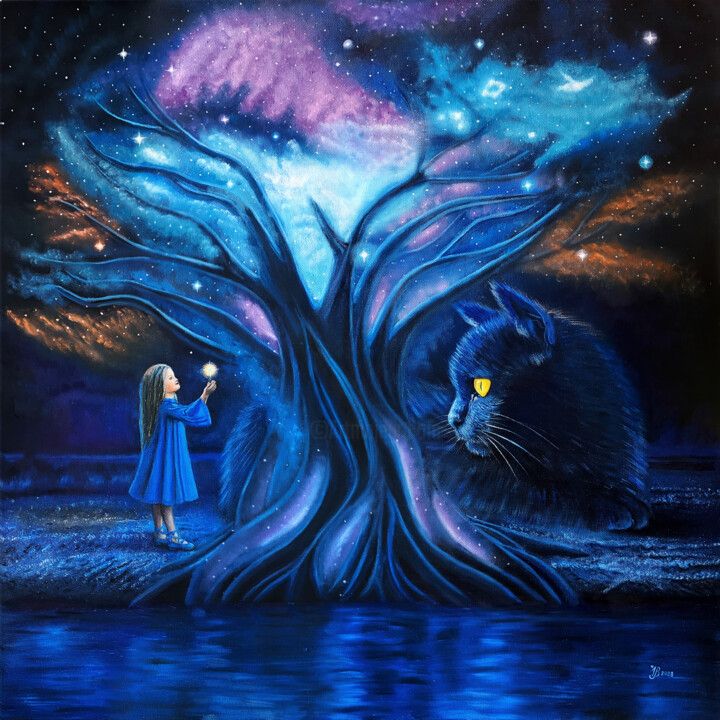 Painting titled "Dream and the tree…" by Iryna Bohdanova, Original Artwork, Oil