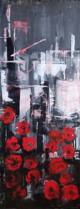 Painting titled "Poppies flowers" by Iryna Calinicenco - Cairynaart, Original Artwork, Acrylic