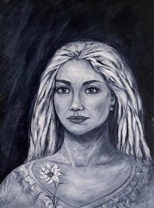 Painting titled "Scandinavian Girl" by Iryna Chaplia, Original Artwork, Acrylic
