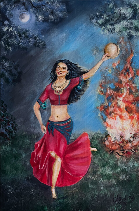 Картина под названием "Gypsy Girl" - Iryna Chaplia, Подлинное произведение искусства, Акрил