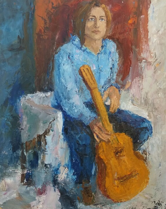Painting titled "The portrait of mus…" by Iryna Cnernenko, Original Artwork, Oil
