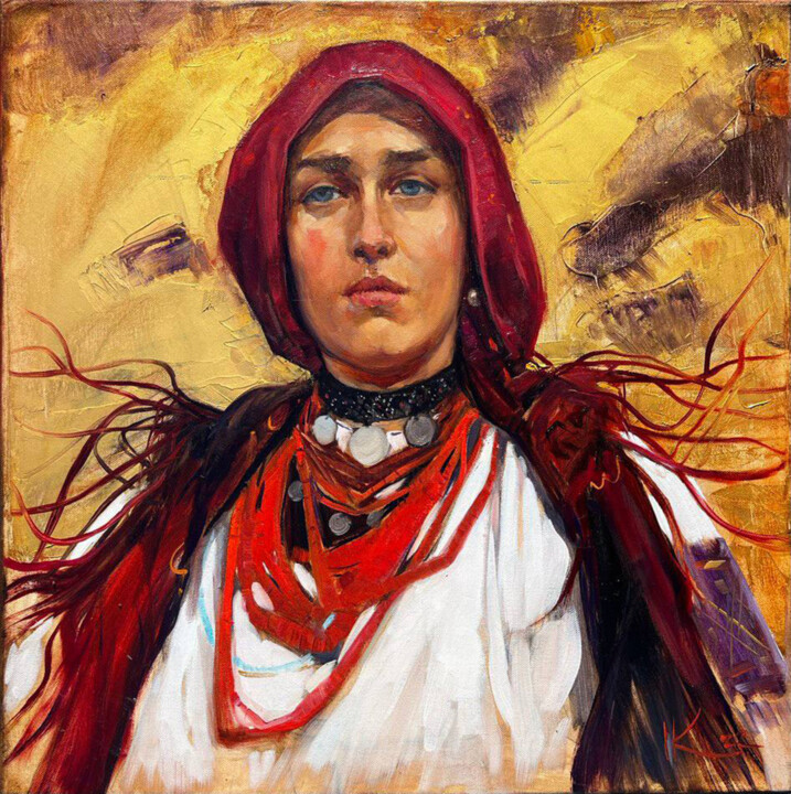 Painting titled "OKSANA - Ukrainian…" by Iryna Kalyuzhna, Original Artwork, Oil