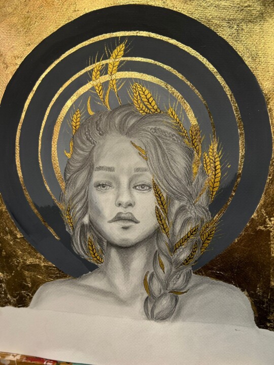 Pintura intitulada "Deusa do Suspiro" por Iryna Khayetska, Obras de arte originais, Acrílico