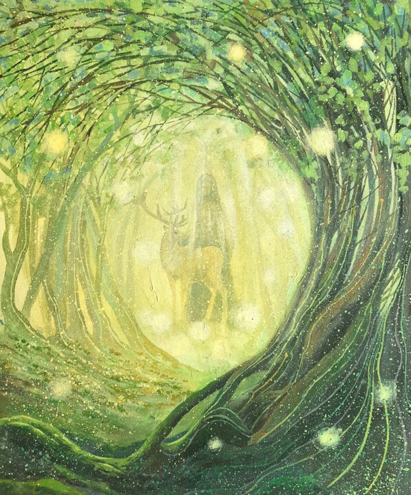 Peinture intitulée "Soul of the Forest" par Iryna Makhovska, Œuvre d'art originale, Acrylique Monté sur Châssis en bois