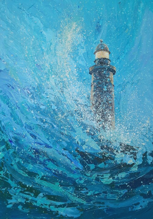 Картина под названием "Lighthouse. Etude" - Iryna Makhovska, Подлинное произведение искусства, Акрил