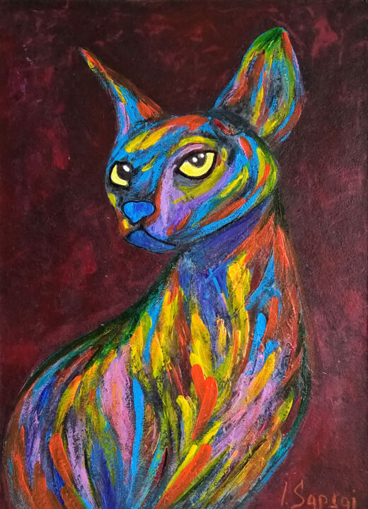Painting titled "Painting of Sphinx…" by Iryna Sapsai, Original Artwork, Acrylic