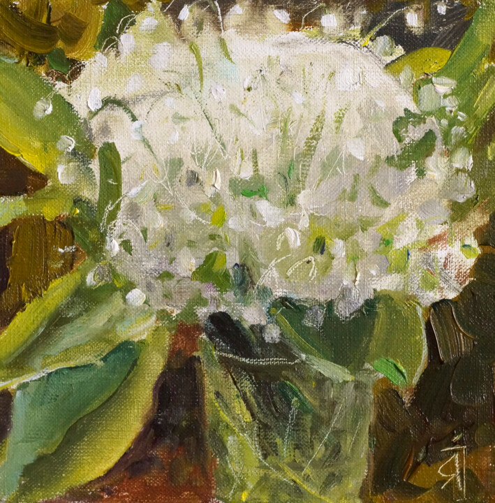 Painting titled "Lilies of the valley" by Iryna Yankouskaya, Original Artwork, Oil
