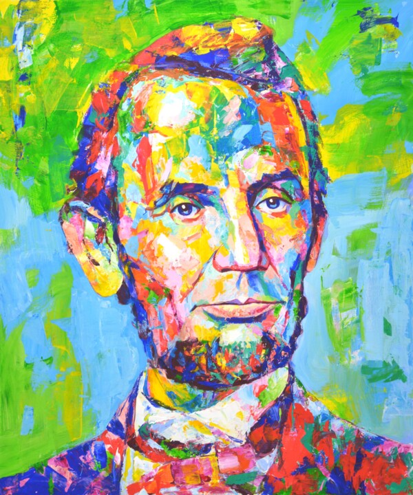 Peinture intitulée "Abraham Lincoln" par Iryna Kastsova, Œuvre d'art originale, Acrylique Monté sur Châssis en bois