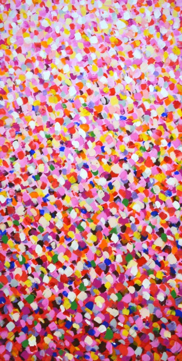 Картина под названием "Pink and red." - Iryna Kastsova, Подлинное произведение искусства, Акрил Установлен на Деревянная рам…
