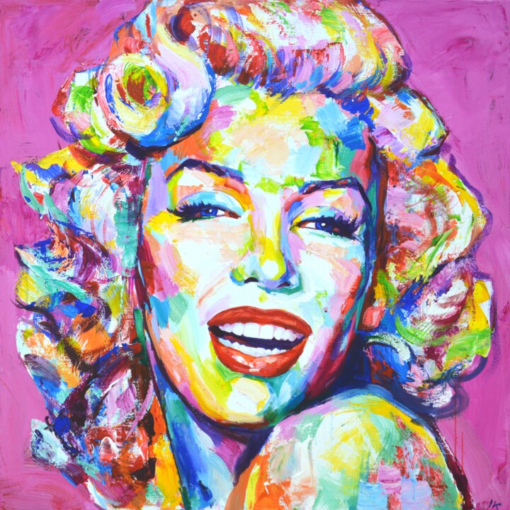 Painting titled "Marilyn Monroe 16" by Iryna Kastsova, Original Artwork, Acrylic Mounted on Wood Stretcher frame