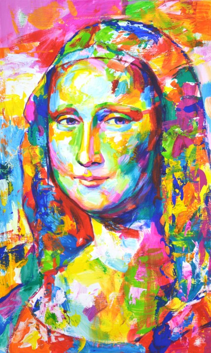 제목이 "Mona Lisa"인 미술작품 Iryna Kastsova로, 원작, 아크릴 나무 들것 프레임에 장착됨