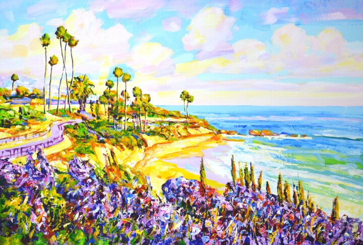Painting titled "Laguna Beach (Calif…" by Iryna Kastsova, Original Artwork, Acrylic Mounted on Wood Stretcher frame