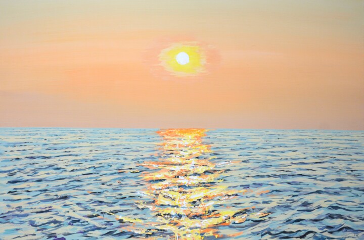 Картина под названием "Gentle sunset 9." - Iryna Kastsova, Подлинное произведение искусства, Акрил Установлен на Деревянная…