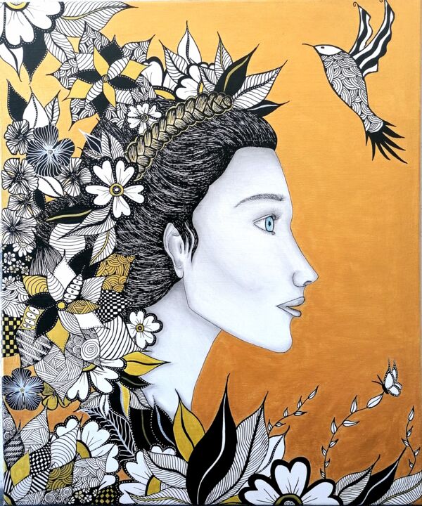 Peinture intitulée "Gaïa" par Isabelle Colson, Œuvre d'art originale, Marqueur