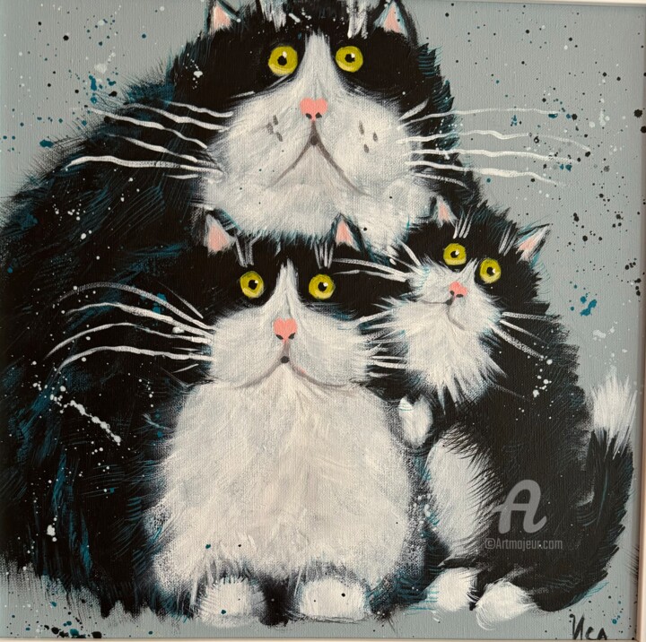 Painting titled "Cats" by Isa Elixir, Original Artwork, Oil