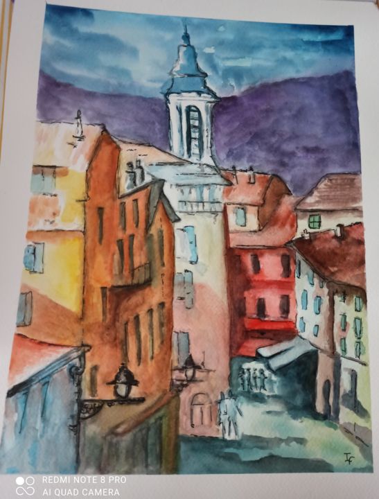 Peinture intitulée "vieux nice...." par Isa Ferrari, Œuvre d'art originale, Aquarelle