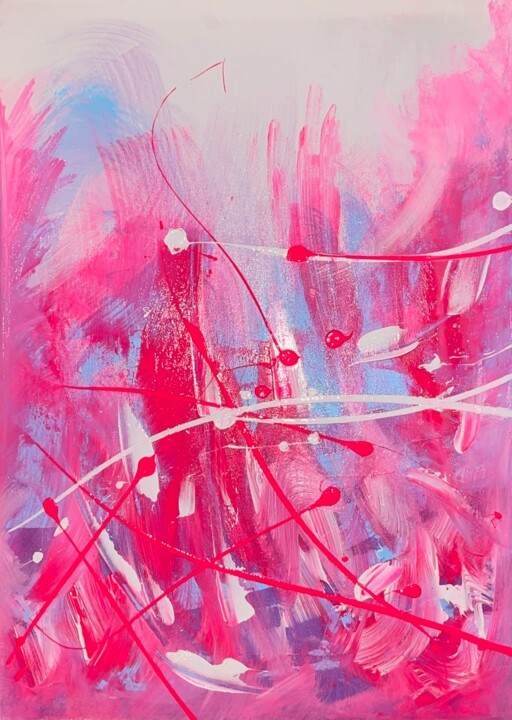 Painting titled "Neon Dreams: A Symp…" by Isa Wulfers, Original Artwork, Acrylic