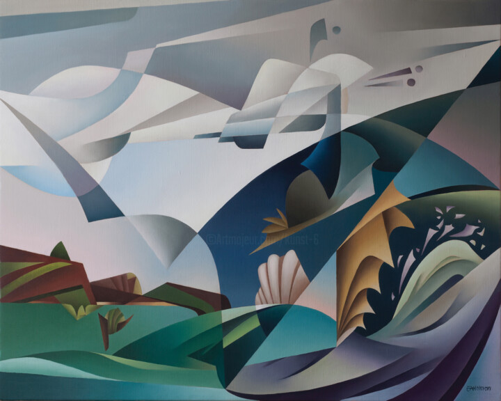 Peinture intitulée "Ocean" par Isaac Feldman, Œuvre d'art originale, Huile Monté sur Châssis en bois