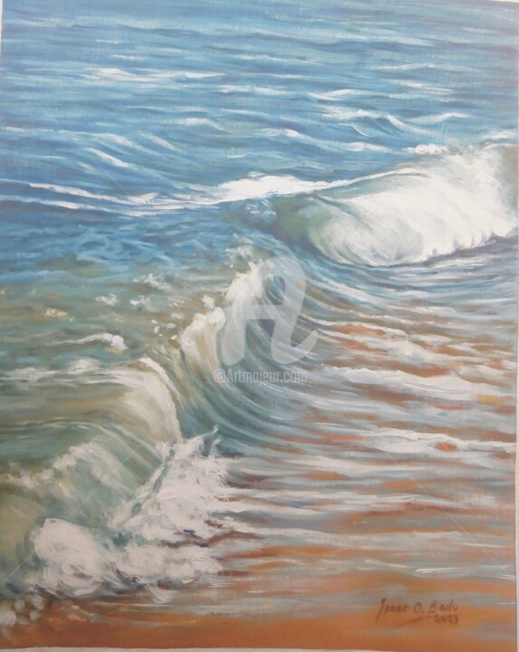 Картина под названием "Waves" - Isaac Opoku Badu, Подлинное произведение искусства, Акрил