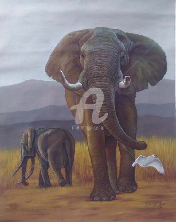 Painting titled "Wandering Giant" by Isaac Opoku Badu, Original Artwork, Acrylic