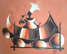 Картина под названием "XYLOPHONE SOUND" - Isaac Opoku Badu, Подлинное произведение искусства, Масло