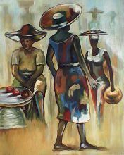 Картина под названием "BUSY DAY" - Isaac Opoku Badu, Подлинное произведение искусства
