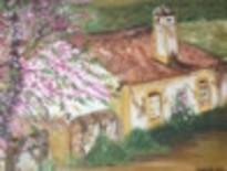 Painting titled "Casa Rústica" by Isabel Alfarrobinha, Original Artwork