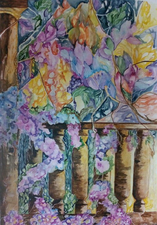 Painting titled "Imaginação" by Isabel Alfarrobinha, Original Artwork, Watercolor