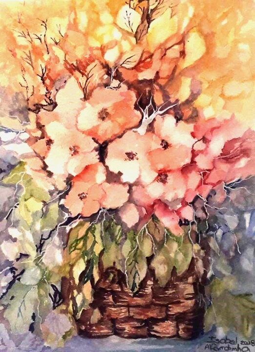 Painting titled "O Cesto" by Isabel Alfarrobinha, Original Artwork, Watercolor