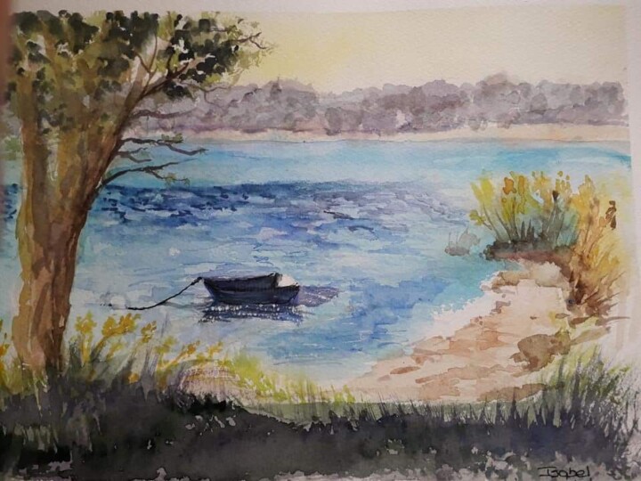 Painting titled "Recanto da Lagoa de…" by Isabel Alfarrobinha, Original Artwork, Watercolor