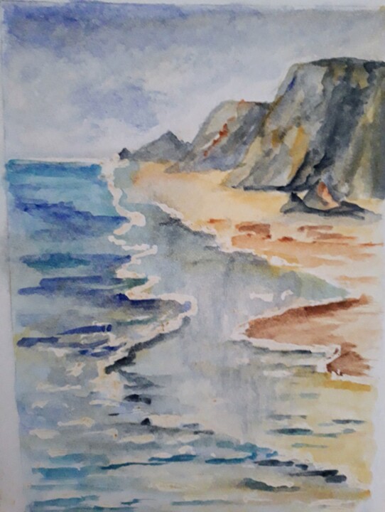 Pintura titulada "Mare baixa" por Isabel Alfarrobinha, Obra de arte original, Acuarela