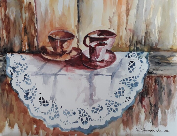 Pittura intitolato "Rustic Tea" da Isabel Alfarrobinha, Opera d'arte originale, Acquarello