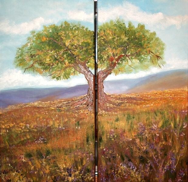 Pintura intitulada "A ARVORE / THE TREE…" por Isabel Alfarrobinha, Obras de arte originais, Óleo