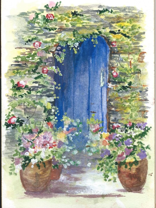 Painting titled "porta-florida.jpg" by Isabel Alfarrobinha, Original Artwork, Watercolor