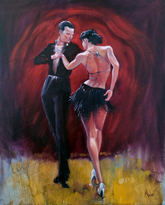 Painting titled "Rumba" by Isabel Mahe, Original Artwork, Oil Mounted on Wood Stretcher frame