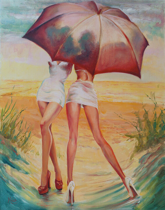 Painting titled "Dune" by Isabel Mahe, Original Artwork, Oil Mounted on Wood Stretcher frame