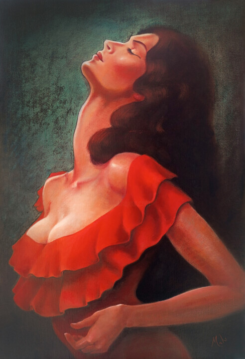 Painting titled "Tango" by Isabel Mahe, Original Artwork, Oil Mounted on Wood Stretcher frame