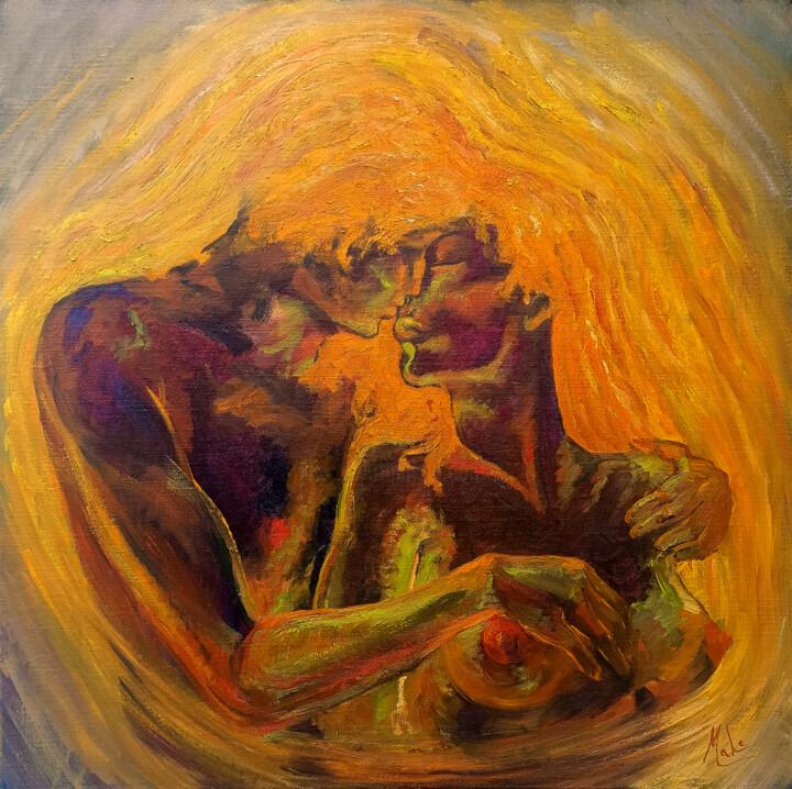 Картина под названием "Le Baiser 💋 The Kiss" - Isabel Mahe, Подлинное произведение искусства, Масло Установлен на Деревянная…