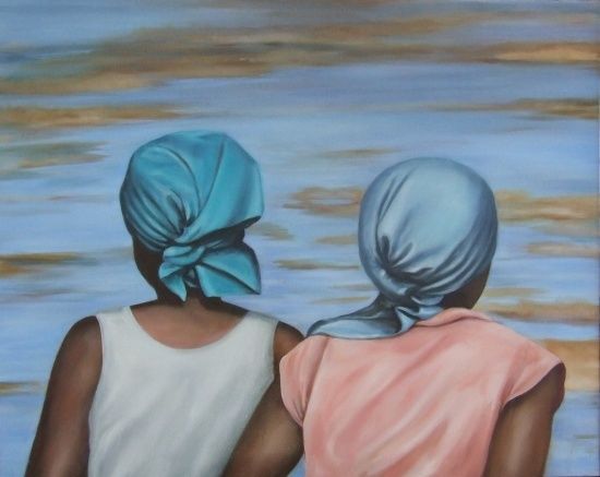 Schilderij getiteld "Moçambique Ver o Mar" door Isabel Mourão, Origineel Kunstwerk