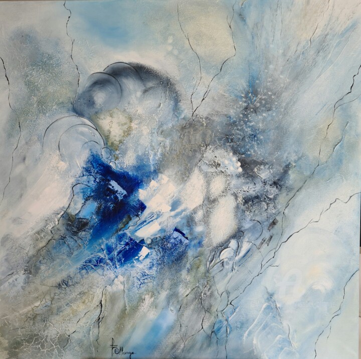 Peinture intitulée "La Fleur de l'Océan…" par Isabel Ollange, Œuvre d'art originale, Huile Monté sur Châssis en bois