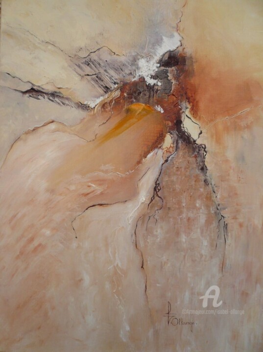 Painting titled "IMPACT N° 173" by Isabel Ollange, Original Artwork, Oil Mounted on Wood Stretcher frame