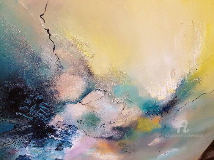 Peinture intitulée "ZOOM Blue Lagoon" par Isabel Ollange, Œuvre d'art originale