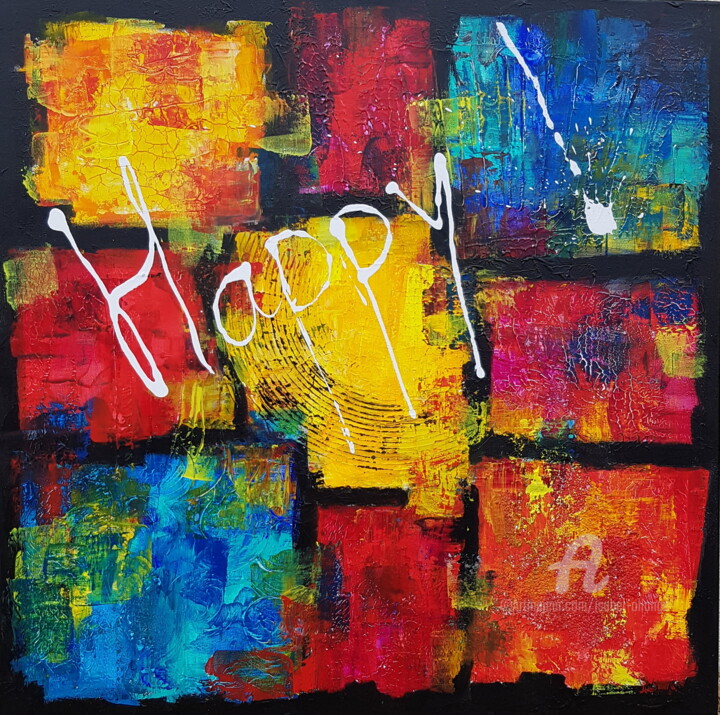 Peinture intitulée "Happy" par Isabel Ollange, Œuvre d'art originale, Acrylique