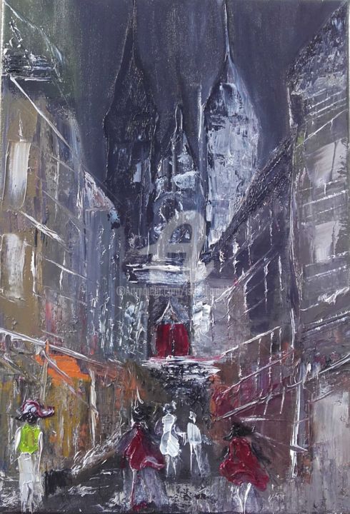 Painting titled ""La Cathédrale de C…" by Isabel Vallat, Original Artwork, Oil