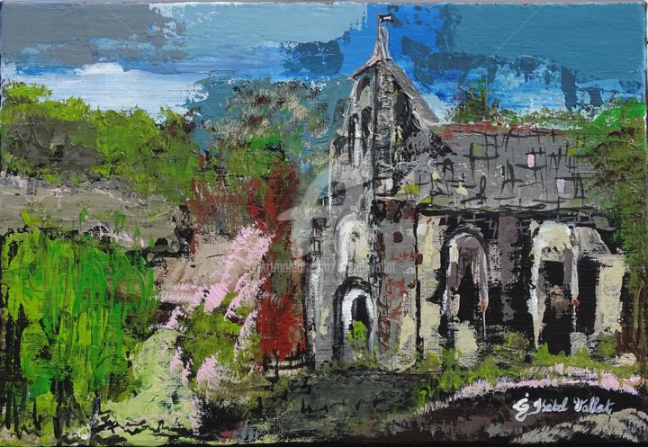 Malerei mit dem Titel ""Eglise St Maurice…" von Isabel Vallat, Original-Kunstwerk, Acryl