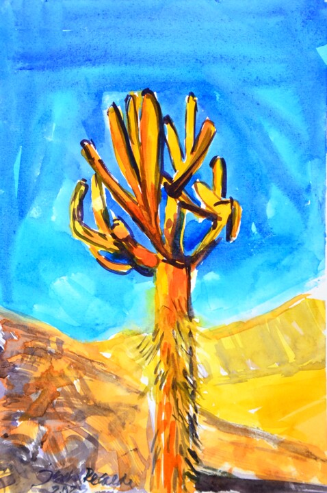 Картина под названием "Candelabro cactus" - Isabel Zuniga Recalde, Подлинное произведение искусства, Акварель