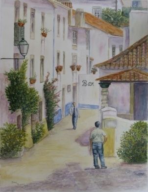 Peinture intitulée "Óbidos" par Isabel Guerreiro, Œuvre d'art originale, Huile